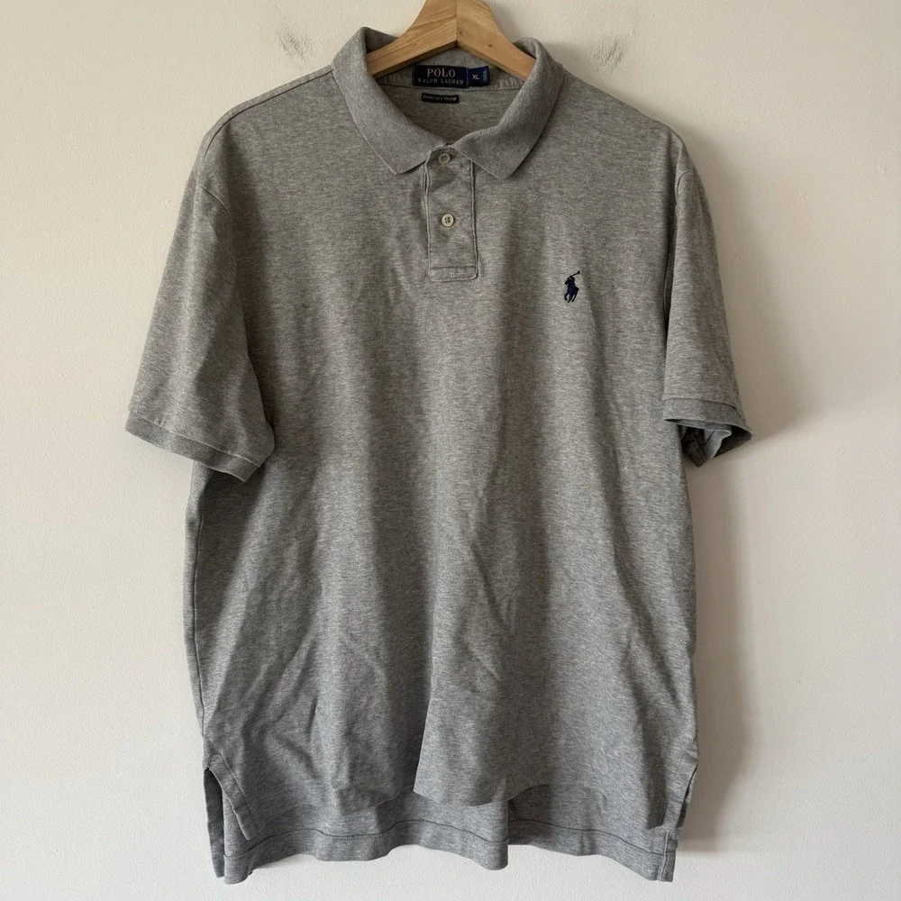 Polo Ralph Lauren Mens Pima Soft Touch Polo Shirt Gray Heather XL Short Sleeve